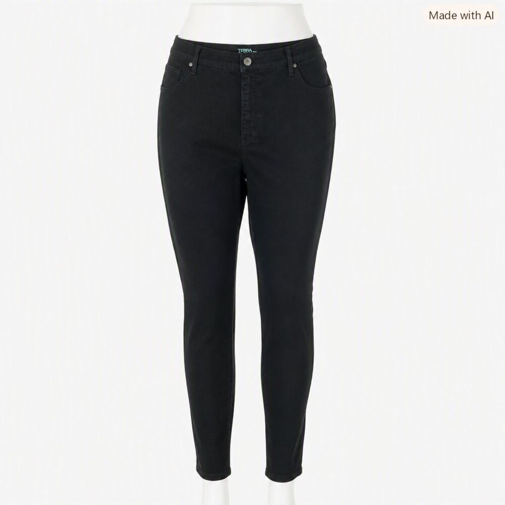 NWT Terra & Sky Black High Rise Skinny Jeans Plus Size 26W